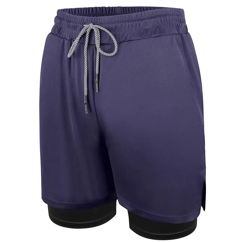 Mens Quick Dry 2 in 1 Workout Shorts with Pockets