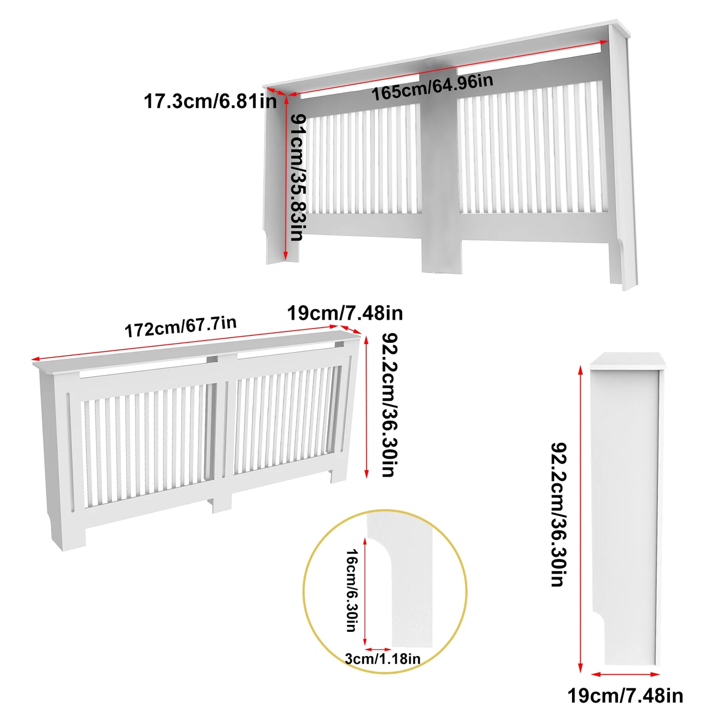 White MDF Radiator Cover Cabinet in Multiple Sizes
