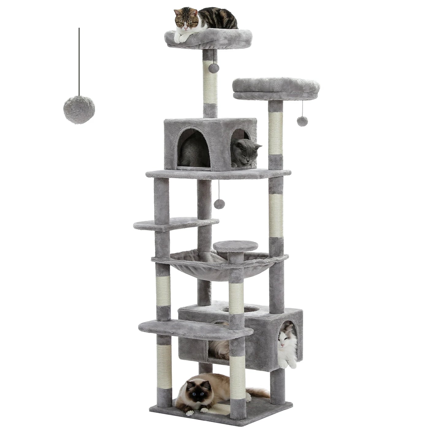 184cm Multi-Level Cat Tree with Hammock Perches & Condos