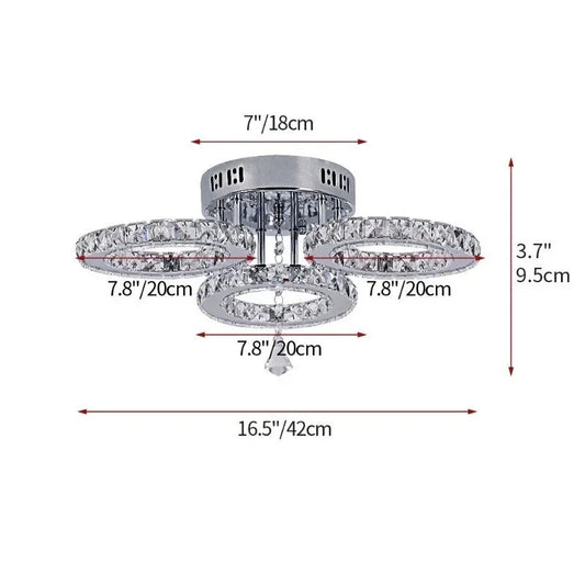 Modern K9 Crystal LED Chandelier 3 Ring Ceiling Light Fixture