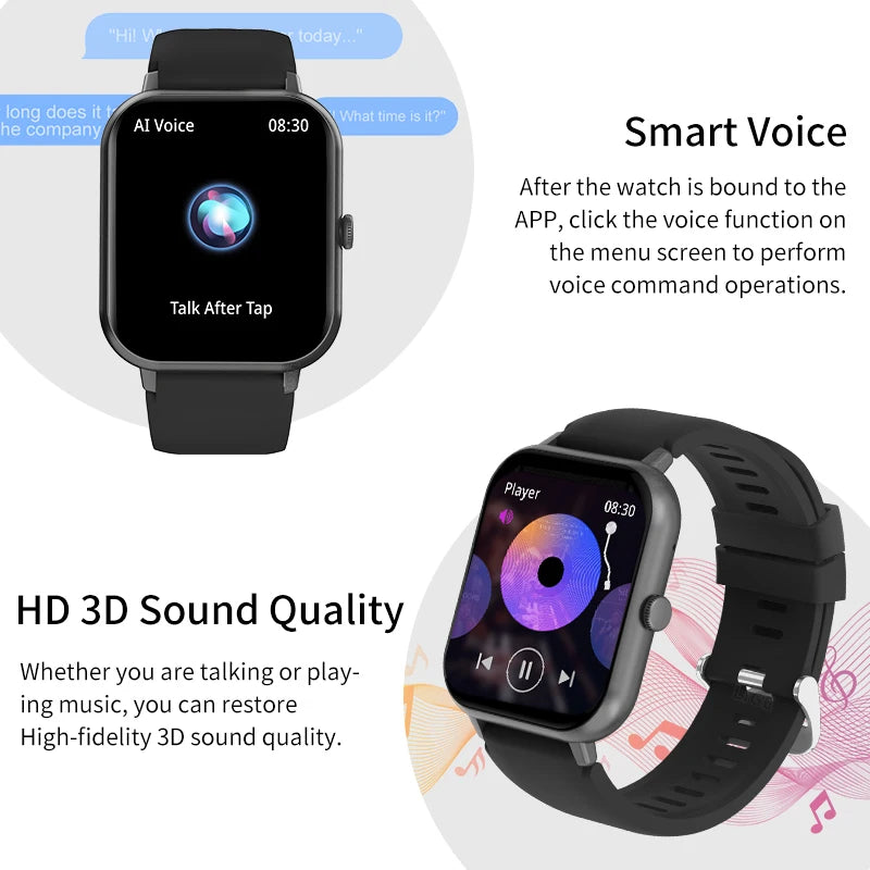 Waterproof Smart Watch Bluetooth Calling Voice Assistant 100 Plus Sports Modes
