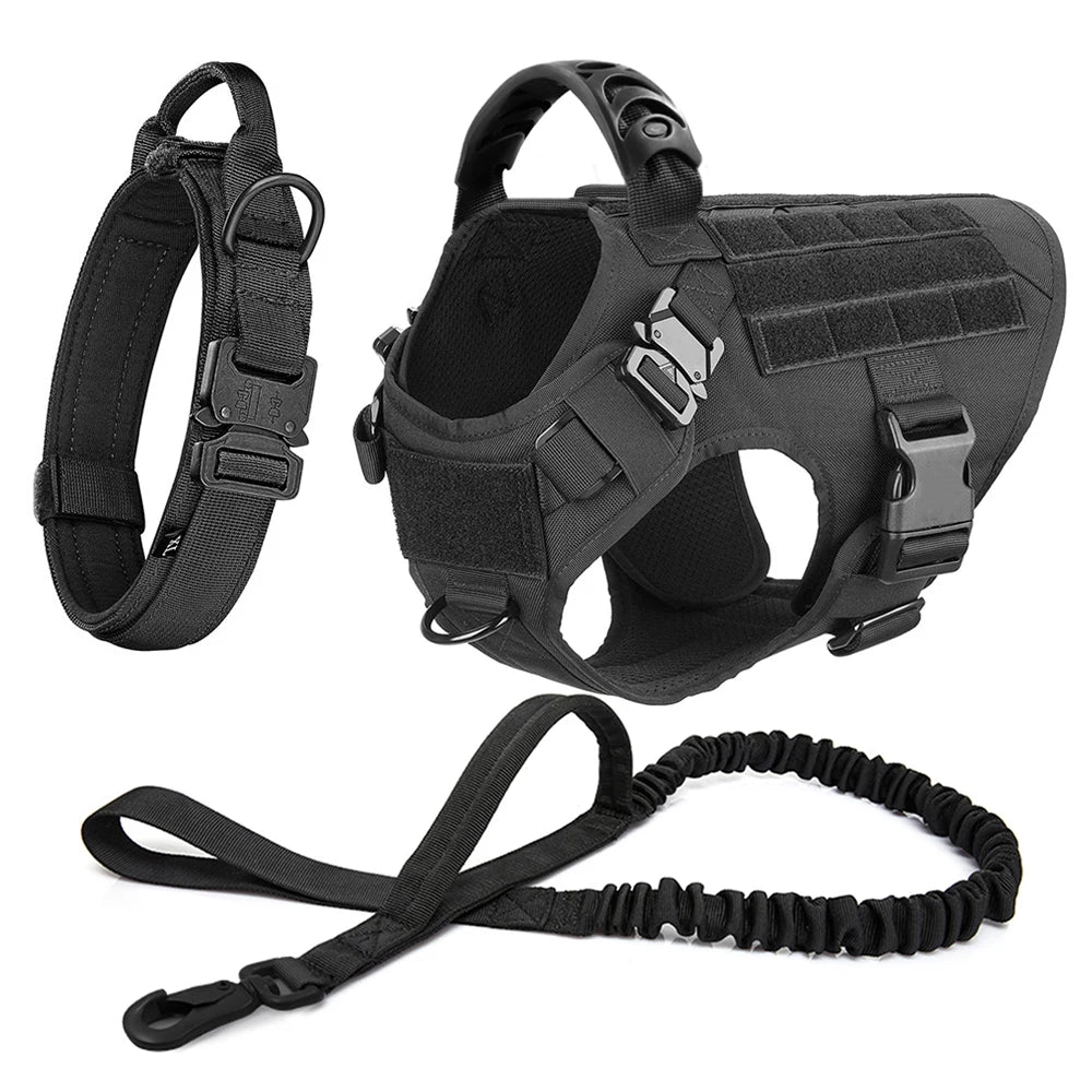 Military Dog Harness and Leash Set for Large Dogs