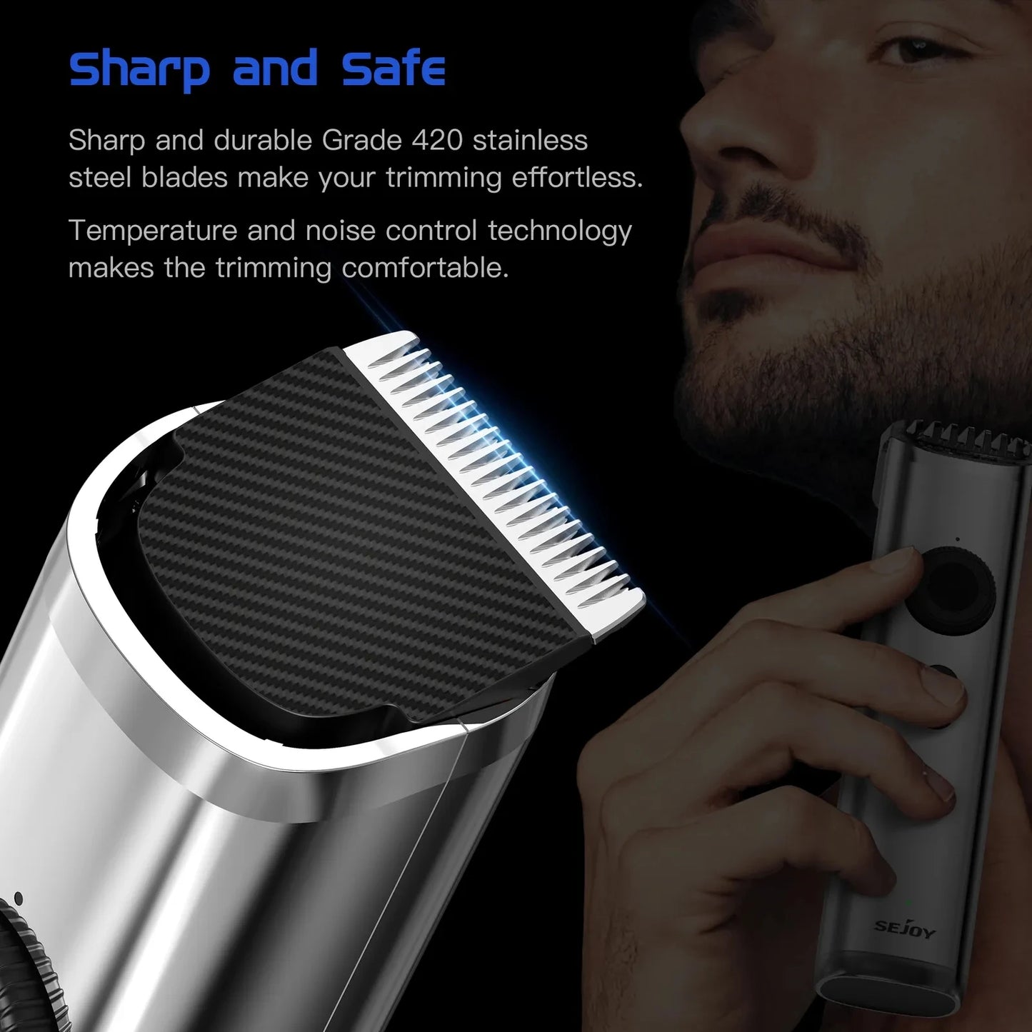 Professional Cordless Hair Clippers USB Rechargeable Trimmer
