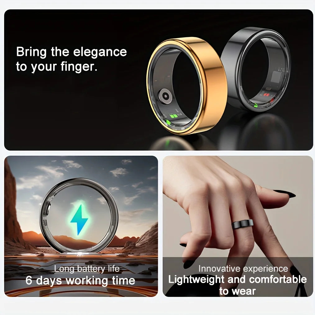 Smart Fitness Ring Step Tracker Sports Mode Stainless Steel Design