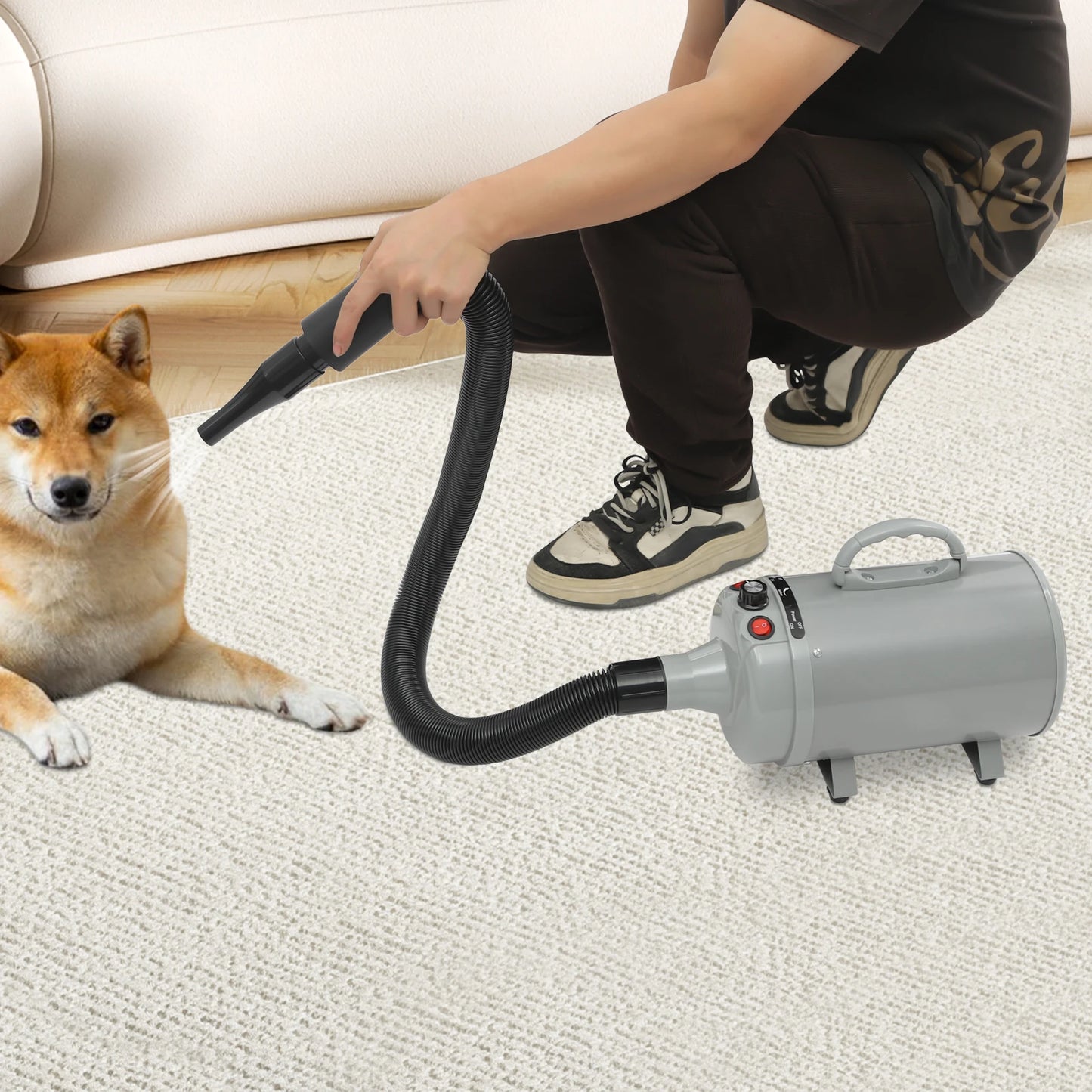 Pet Grooming Dryer with Adjustable Heat and Low Noise