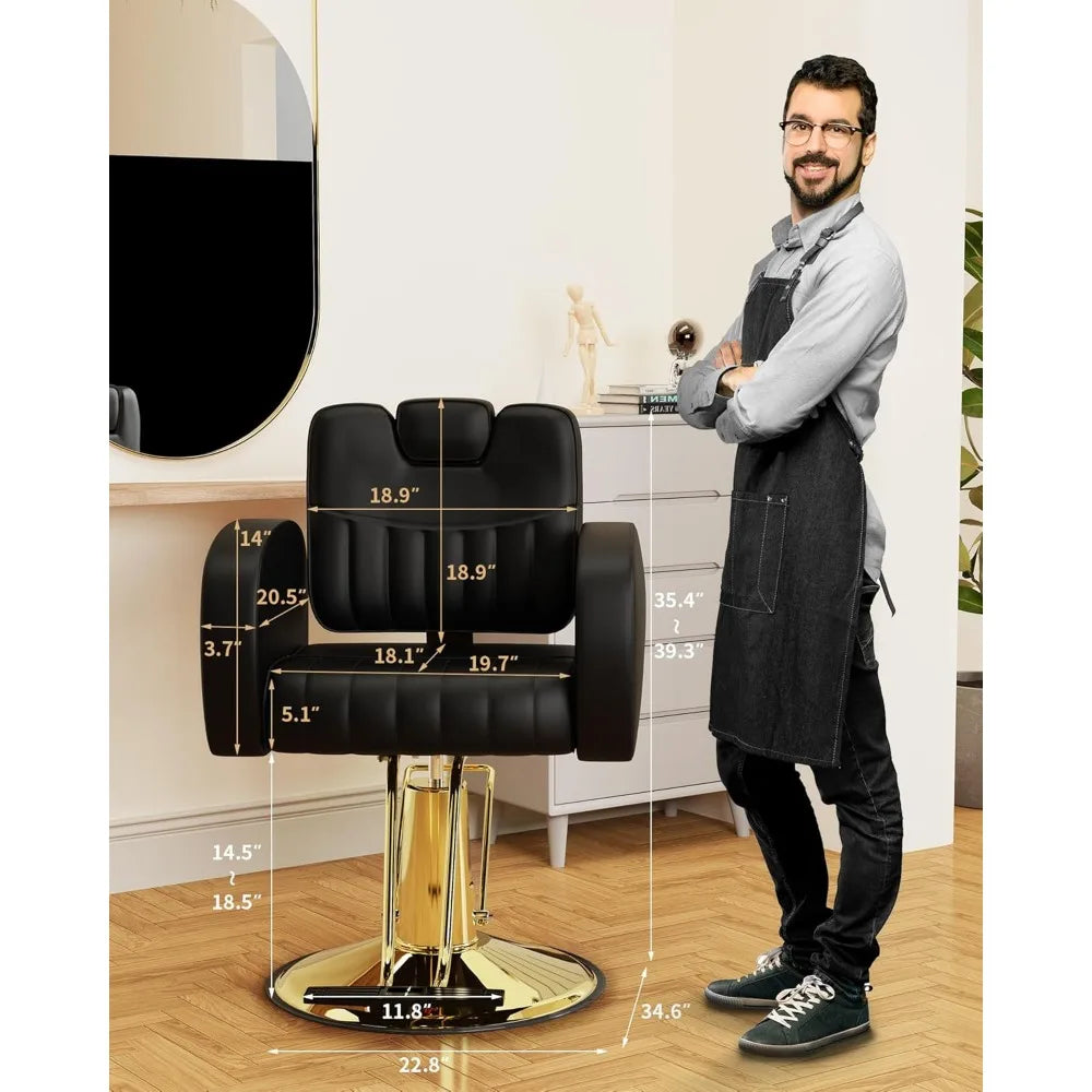 Heavy-Duty Reclining Barber Chair with Steel Frame