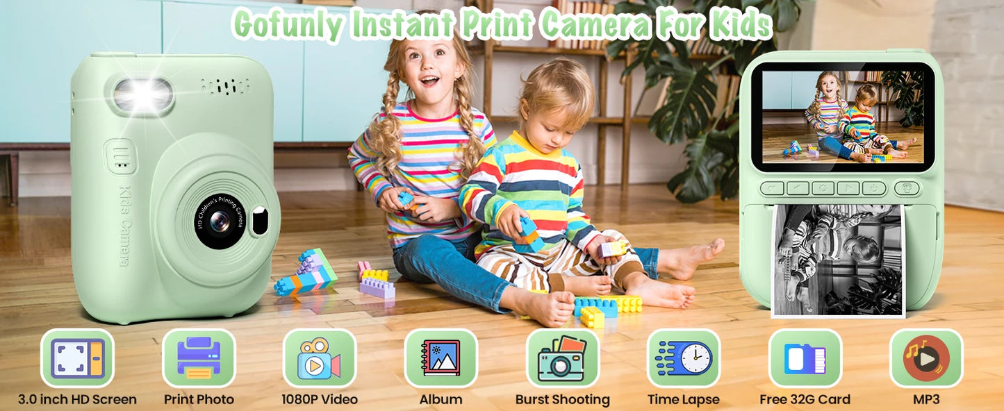 Kids Instant Print Digital Camera 1080P