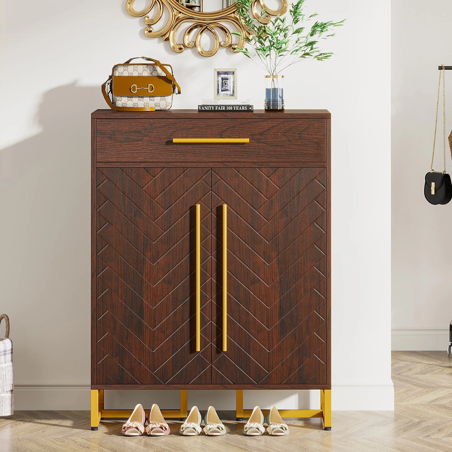 Tribesigns Shoe Storage Cabinet with Drawer and Doors Holds 20 Pairs Entryway Organizer with Adjustable Shelves