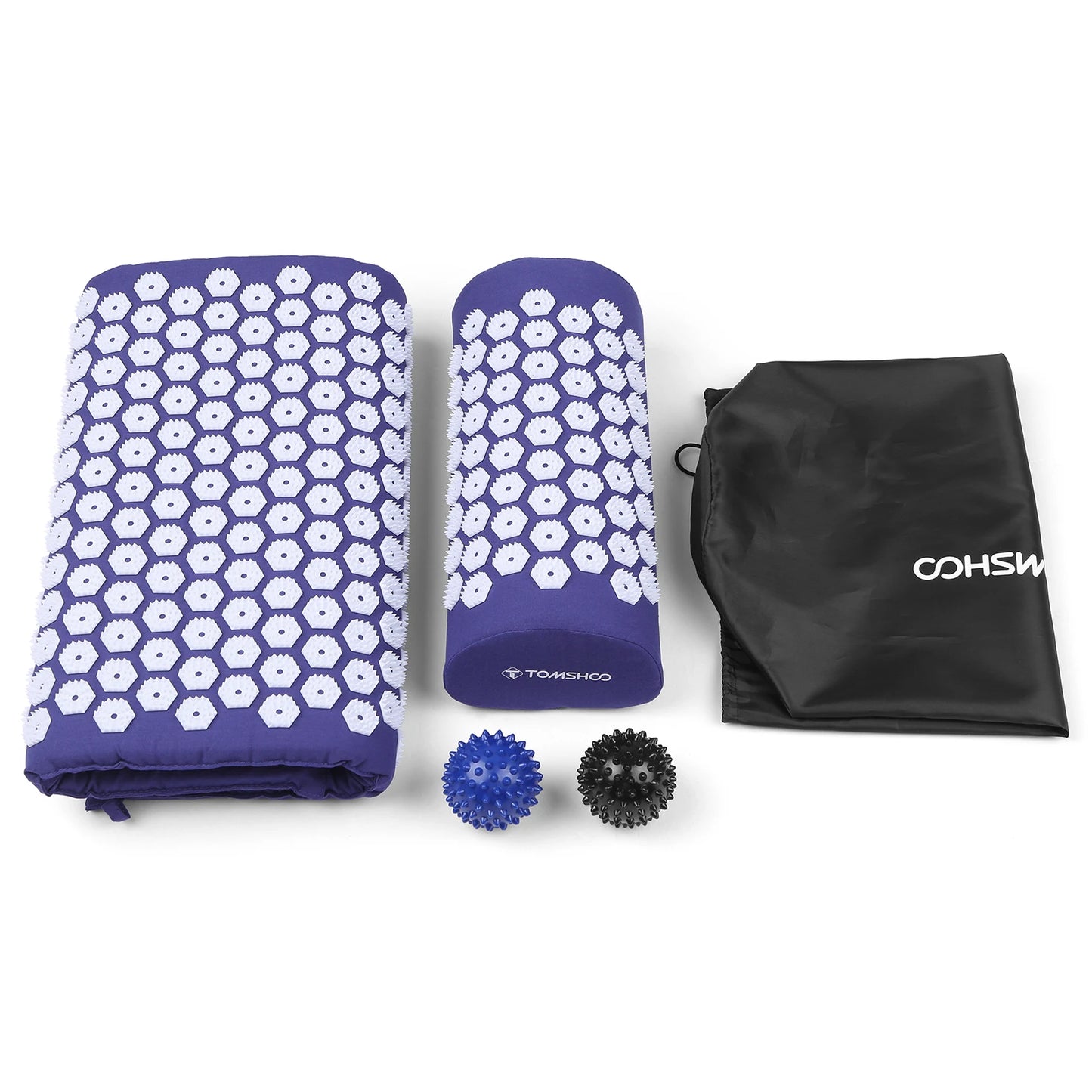 Acupressure Mat and Pillow Set with Massage Balls and Carry Bag