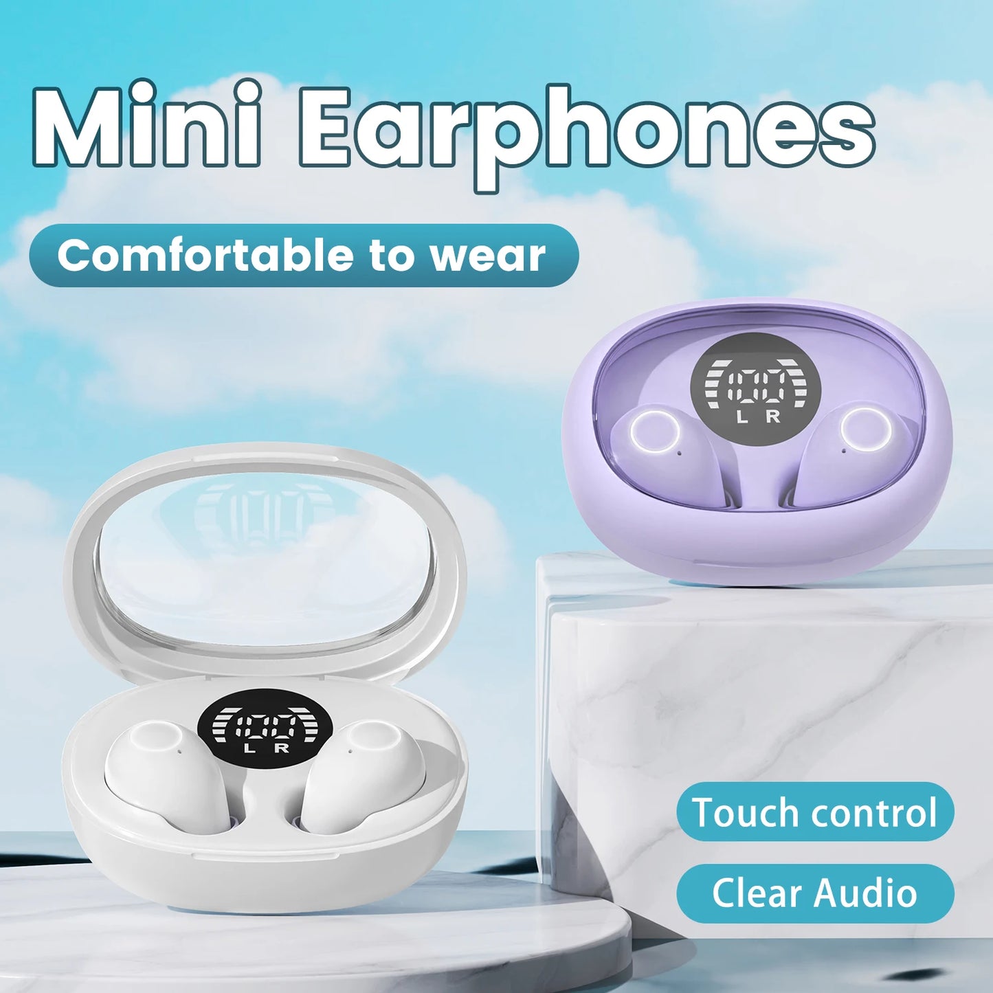 Invisible Wireless Sleep Earbuds Tiny Bluetooth Headset with Mic