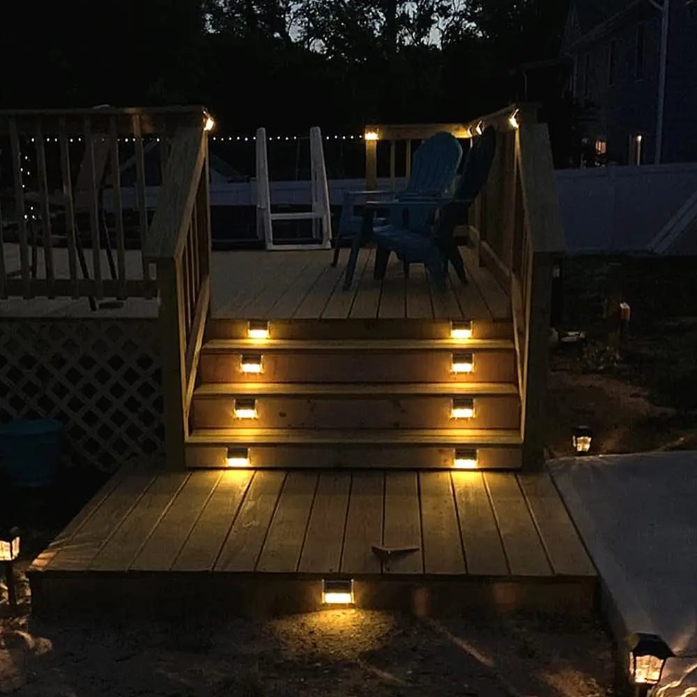Solar Step Lights Waterproof LED 6 Pack for Deck & Fence