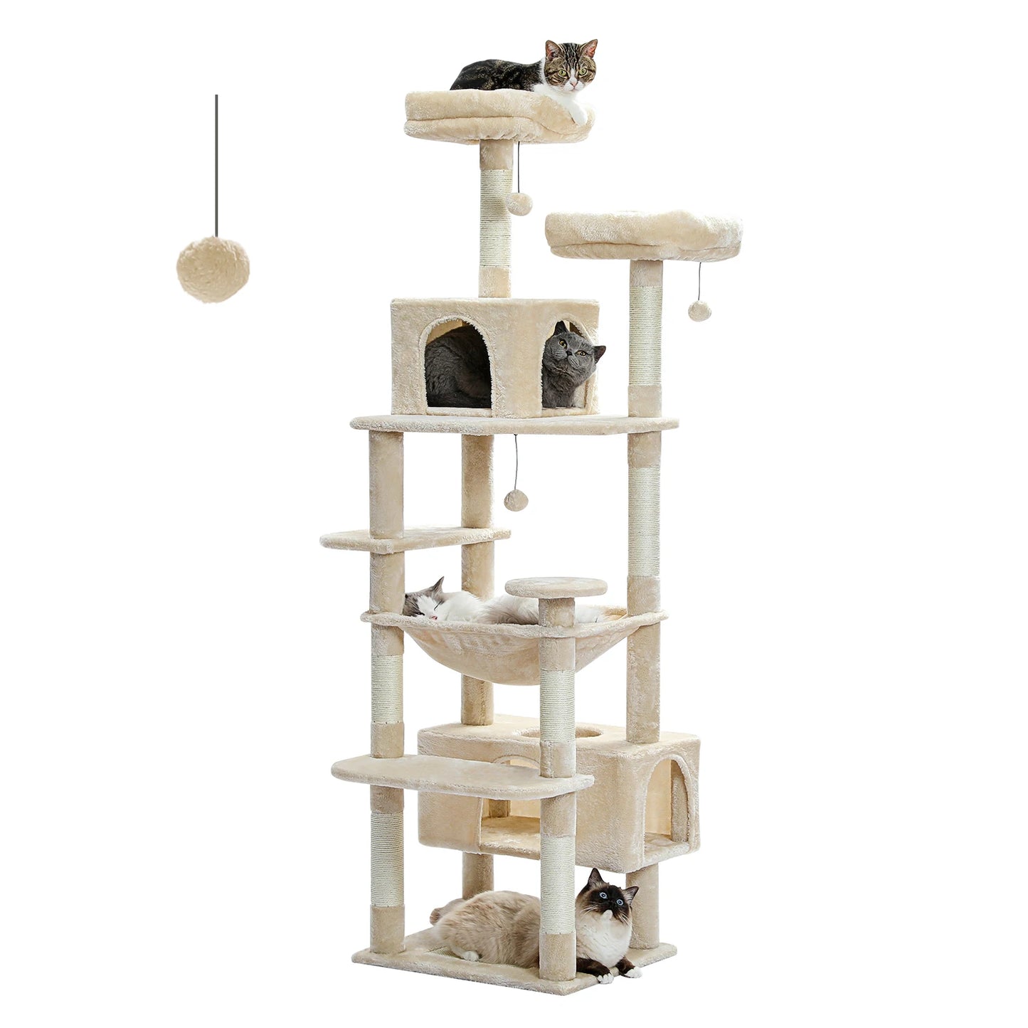 184cm Multi-Level Cat Tree with Hammock Perches & Condos
