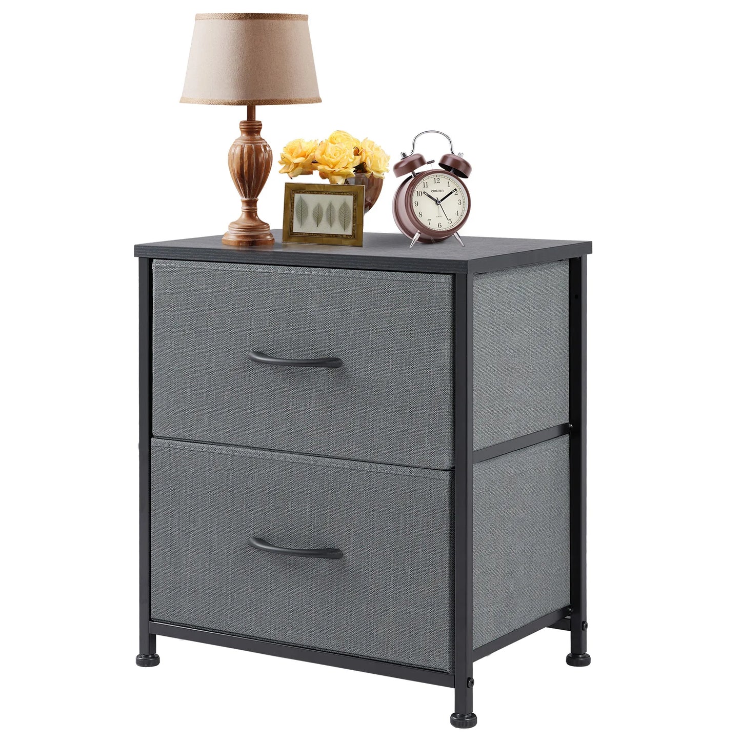Modern Nightstand with Fabric Storage Drawers