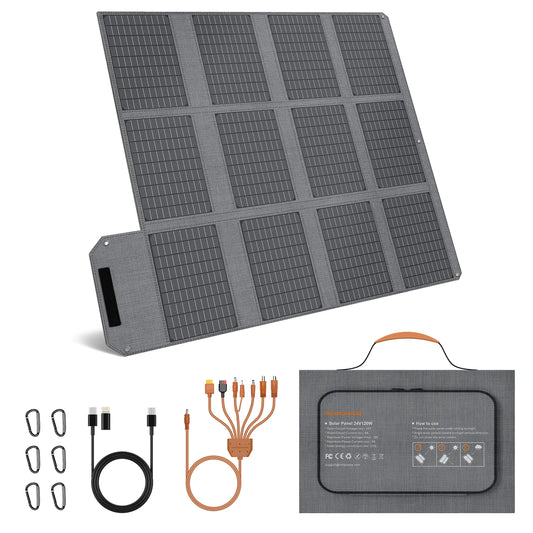Portable Foldable 120W Solar Panel with 7-in-1 Adapter Kit