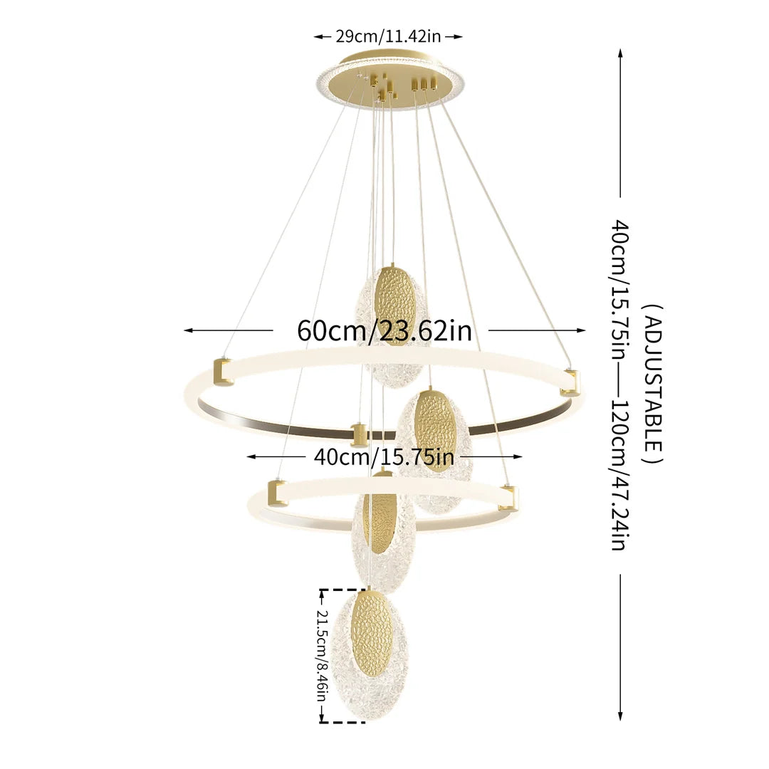 LUVODI 3 Layer LED Chandelier with Acrylic Water Drop Design and 3 Color Lighting Modes