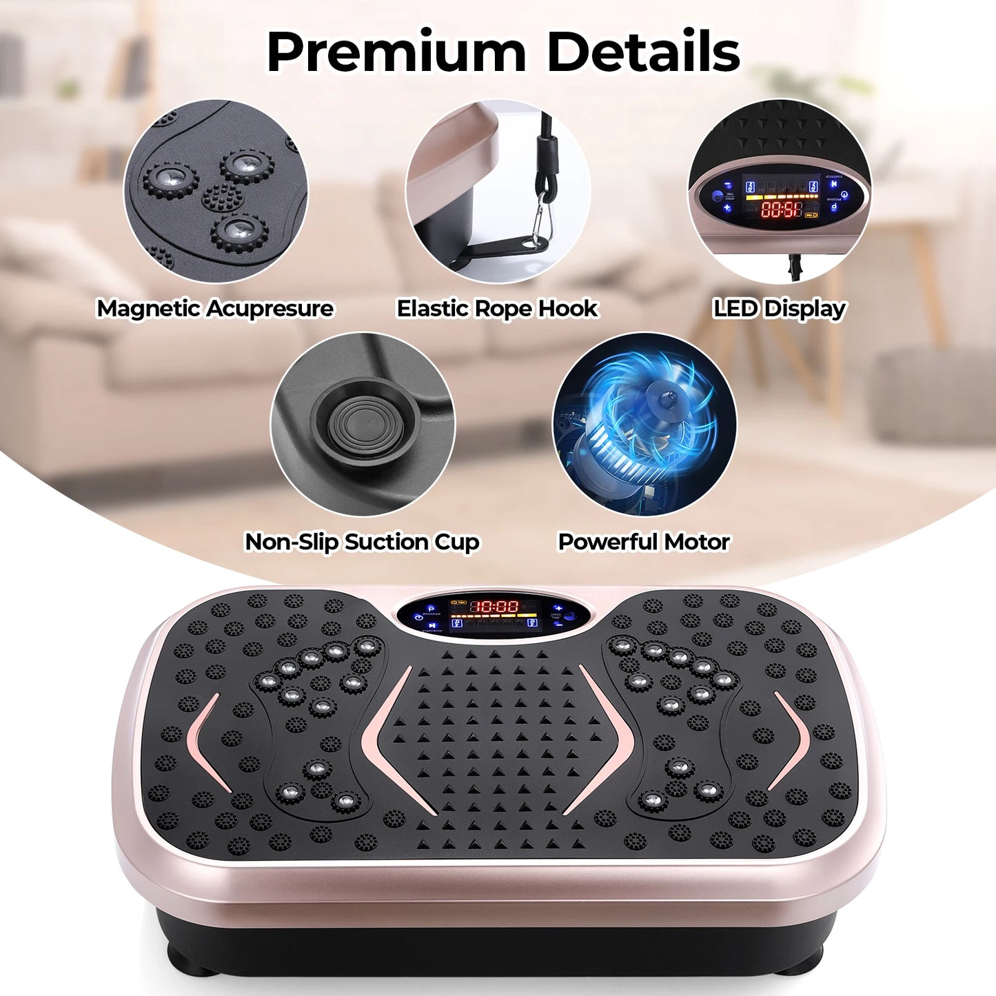 Vibration Plate Exercise Machine Whole Body Fitness Platform with Resistance Bands