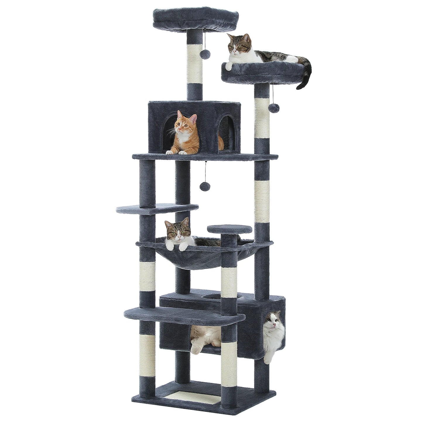 184cm Multi-Level Cat Tree with Hammock Perches & Condos