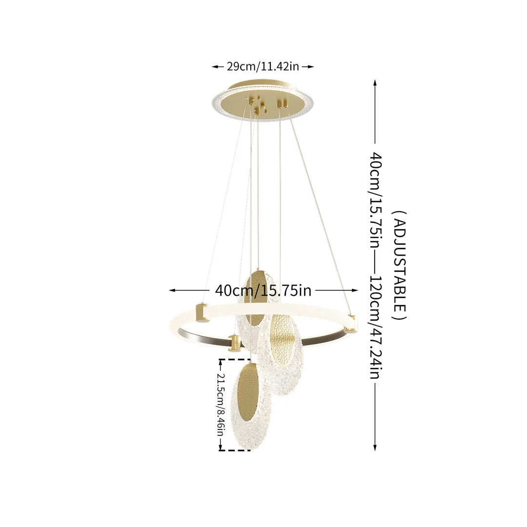LUVODI 3 Layer LED Chandelier with Acrylic Water Drop Design and 3 Color Lighting Modes