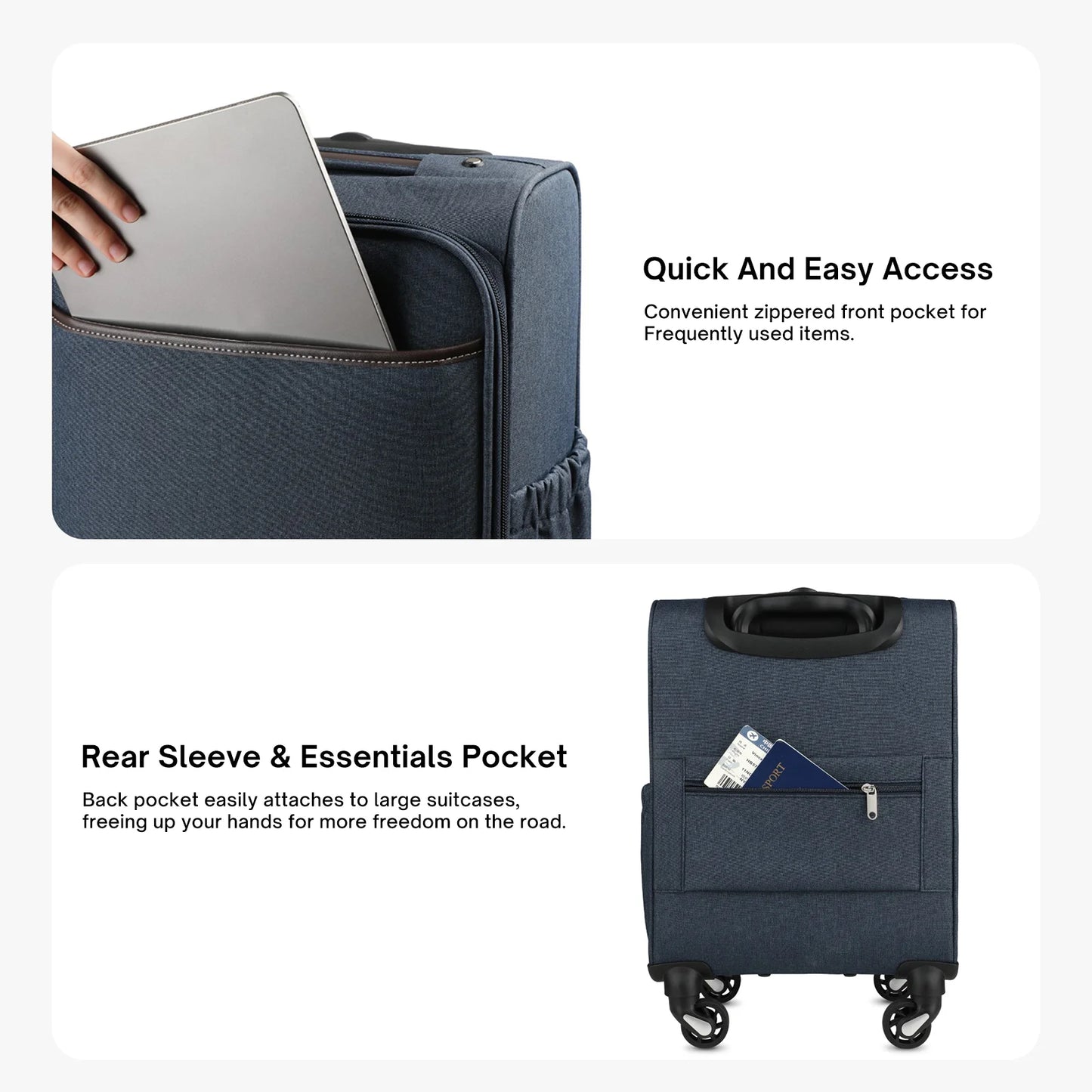 Underseat Carry On Luggage with Wheels and Front Lid