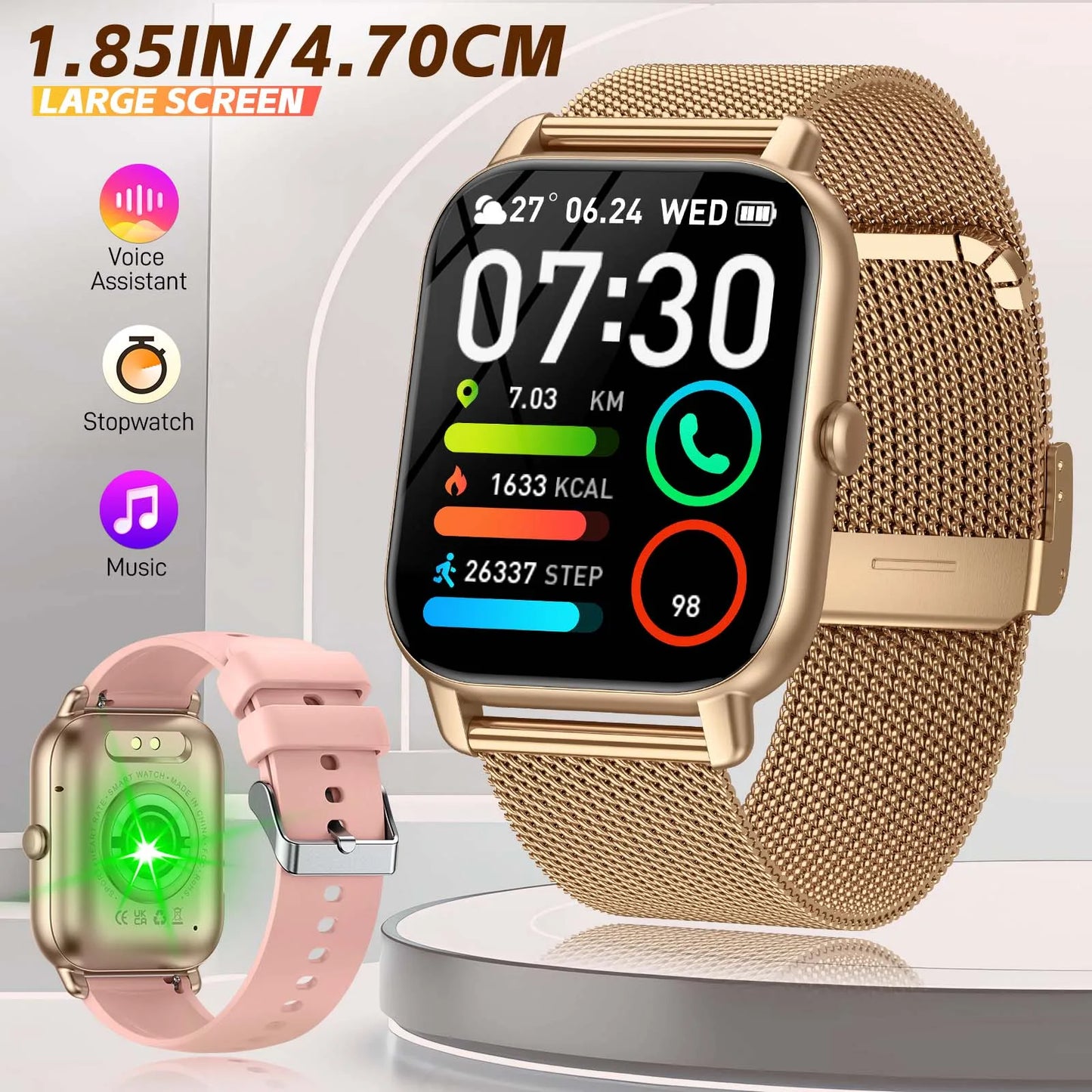 LaNikar P66D Smartwatch 185 Inch Bluetooth Fitness Tracker for Women