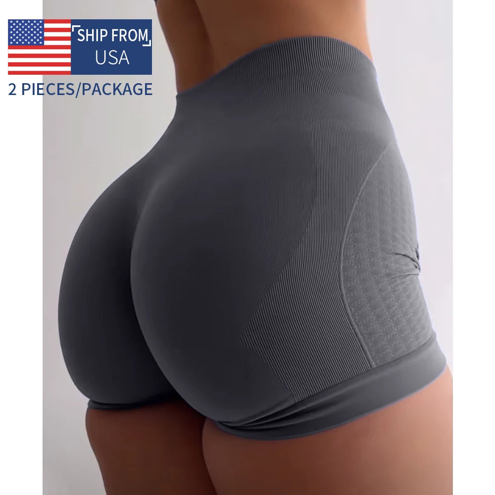 Womens Seamless Biker Shorts Two Piece Workout Set