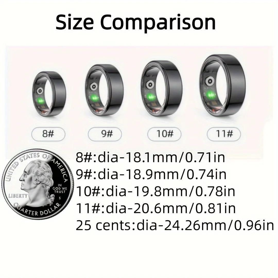 Smart Fitness Ring Step Tracker Sports Mode Stainless Steel Design