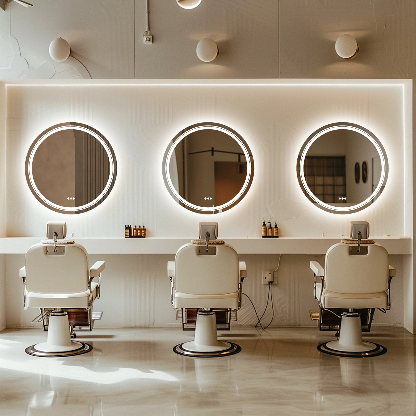 Round LED Vanity Mirror with Touch Sensor and Anti Fog