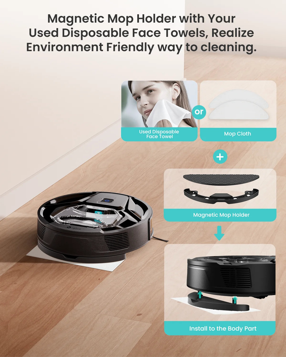 Lefant M320 Robot Vacuum and Mop 6000Pa Suction 210 Min Runtime Self Charging for Pet Hair Hard Floors and Carpet
