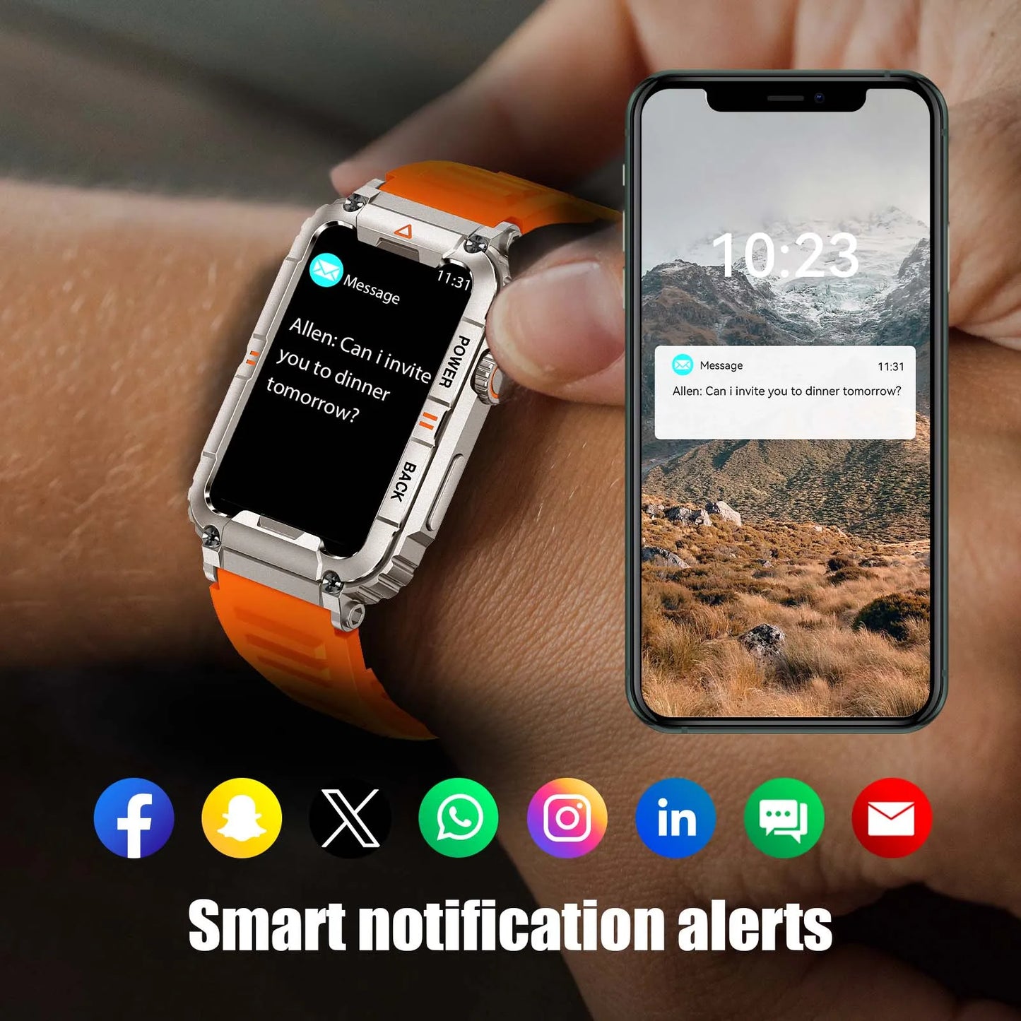 Military Smart Watch Bluetooth Call Health Fitness Tracker
