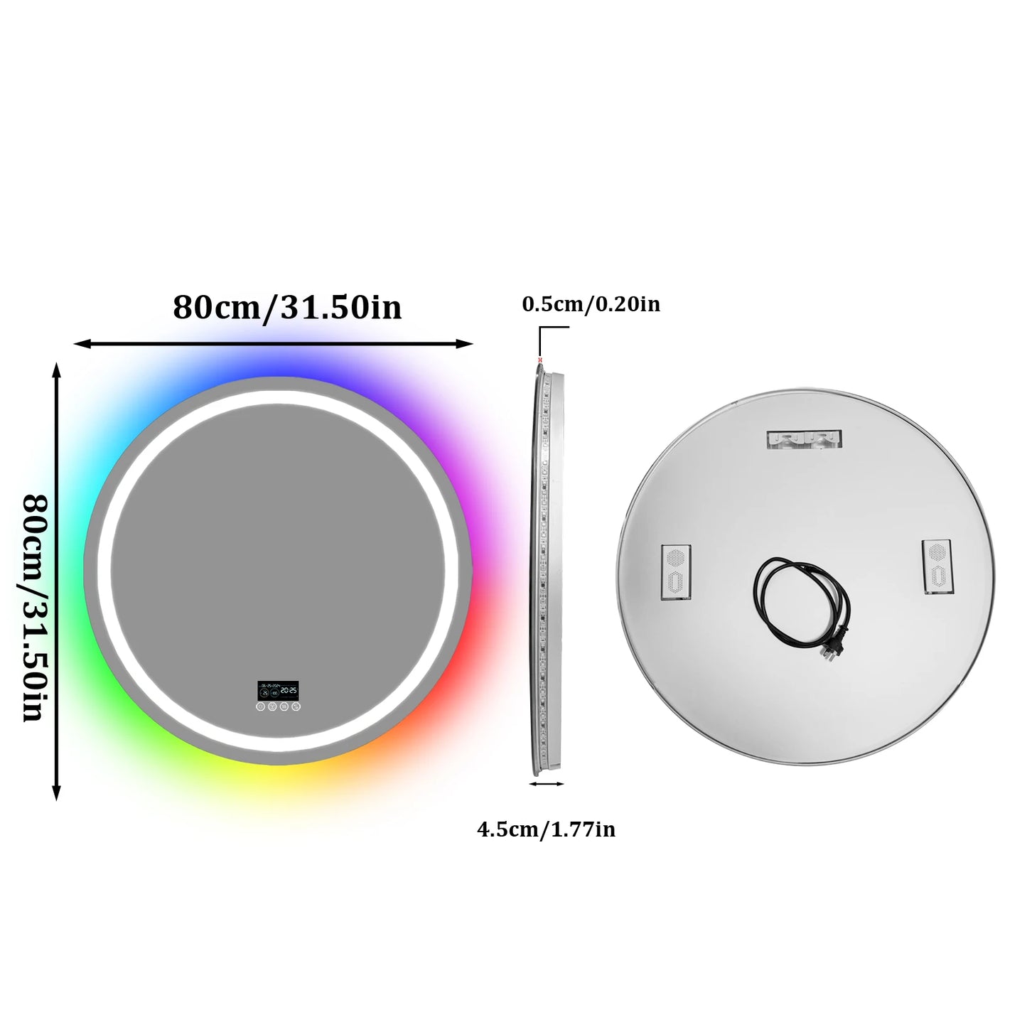 RGB LED Bathroom Mirror with Bluetooth Speaker, Anti-Fog & Dimmable Lighting