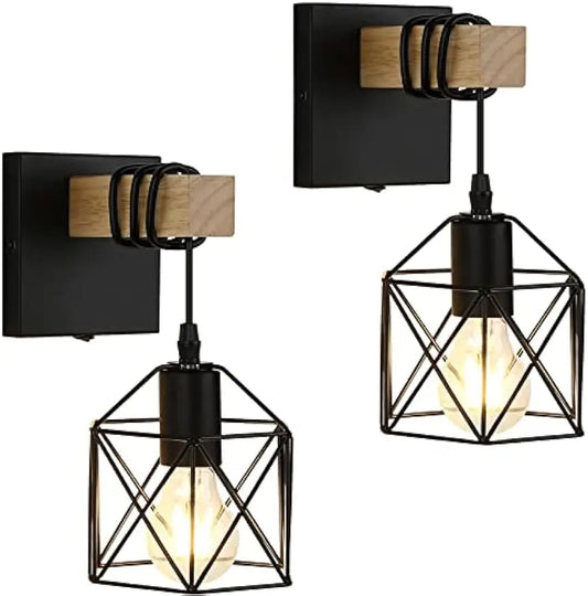 Black Wall Sconce 2 Pack with On/Off Switch Dimmable Industrial Lighting
