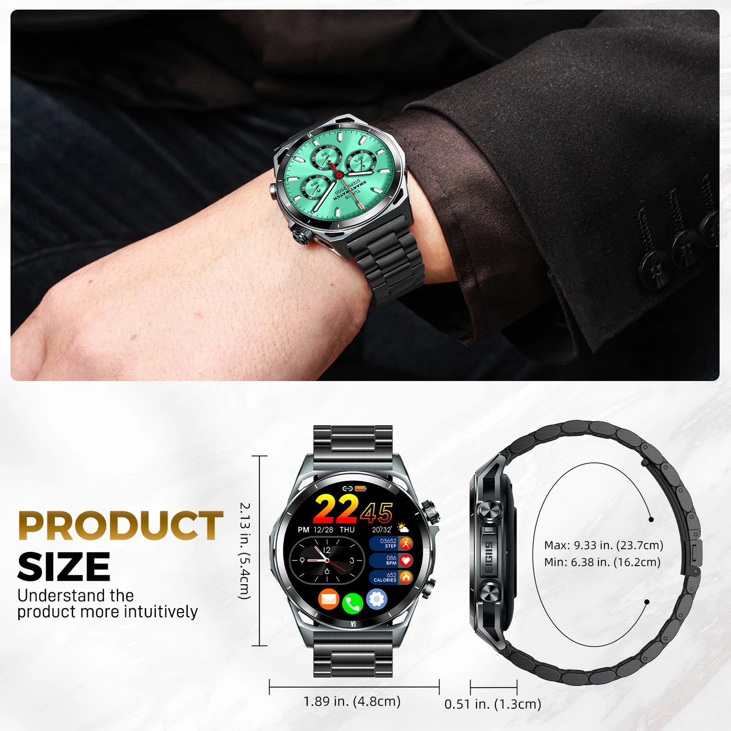 Smart Watch 1.43 Inch AMOLED Display Bluetooth Call Health Tracker IP68 Waterproof