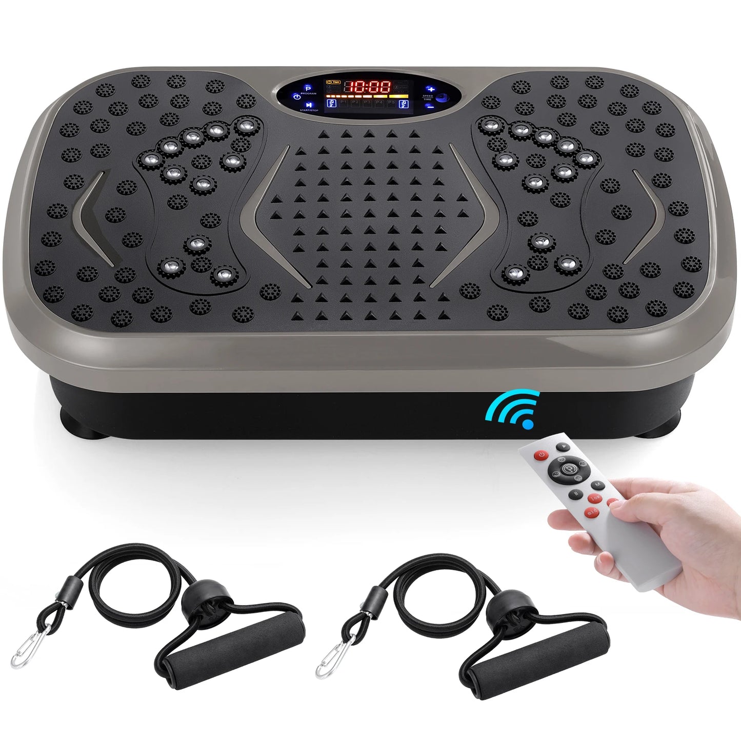 Vibration Plate Exercise Machine Whole Body Fitness Platform with Resistance Bands