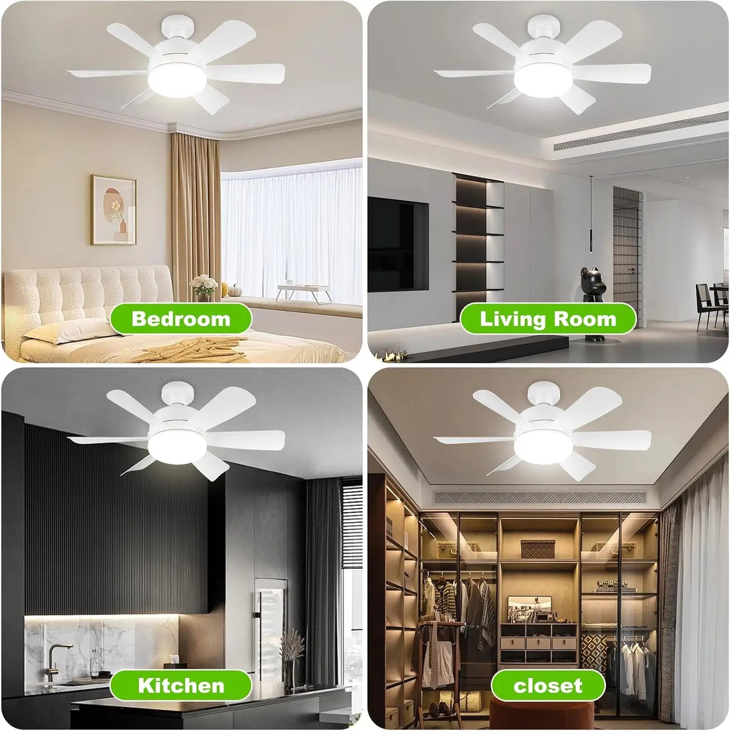 Dimmable LED Ceiling Fan Light with Remote E26 Base 3 Color Modes and 6 Speeds for Home and Living Room
