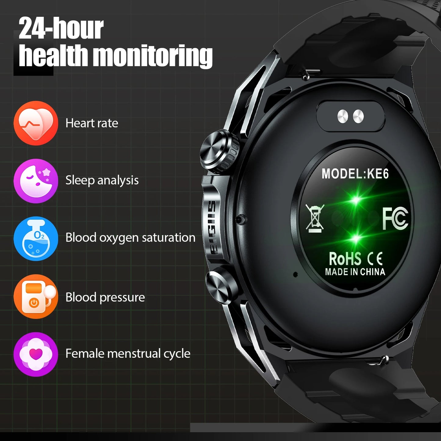 Smart Watch 1.43 Inch AMOLED Display Bluetooth Call Health Tracker IP68 Waterproof