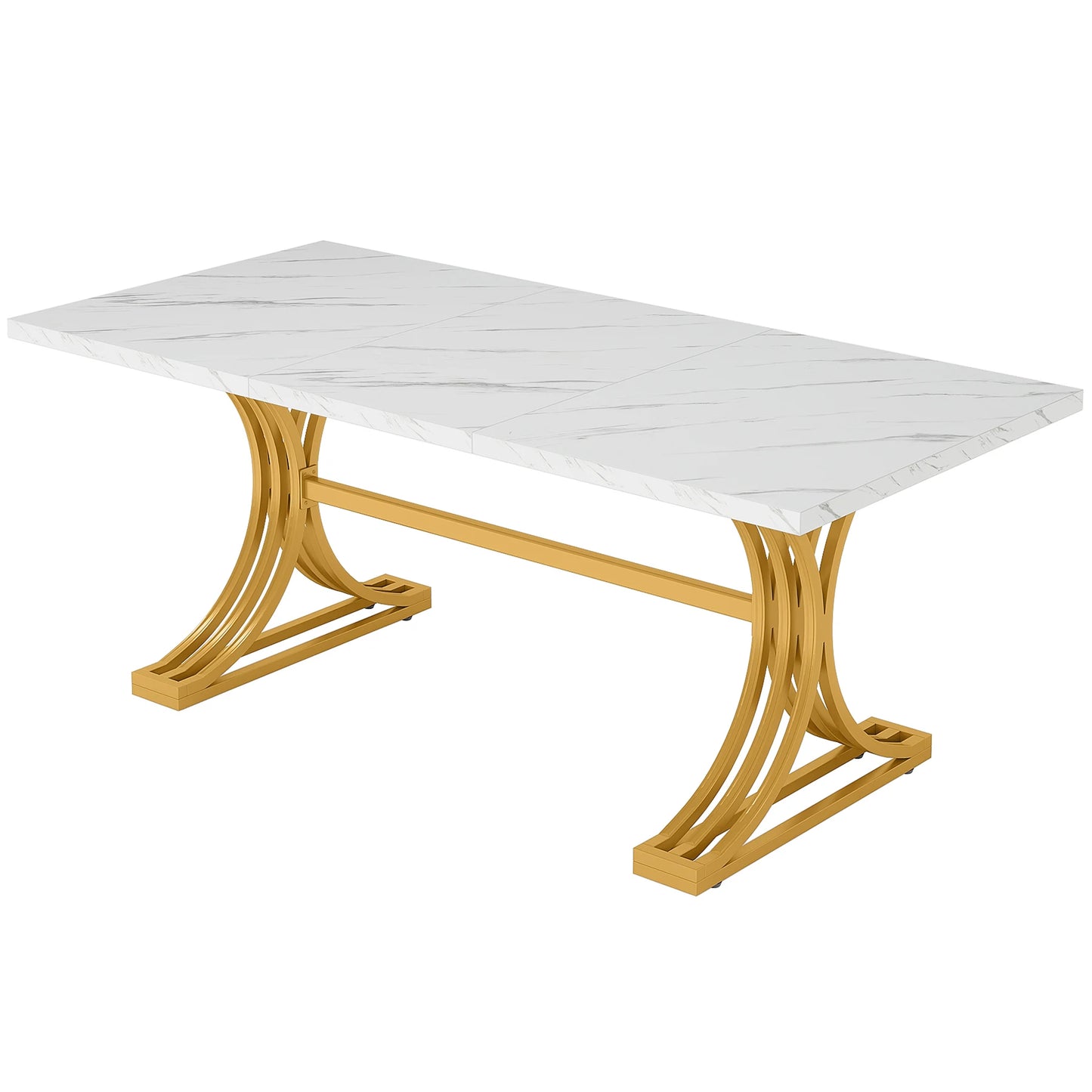 Modern Faux Marble Dining Table 8 Person Capacity