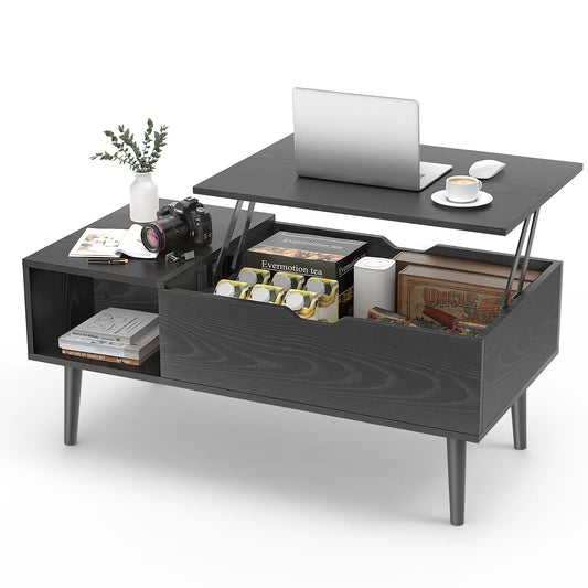 Modern Lift-Top Coffee Table with Adjustable Height & Hidden Storage