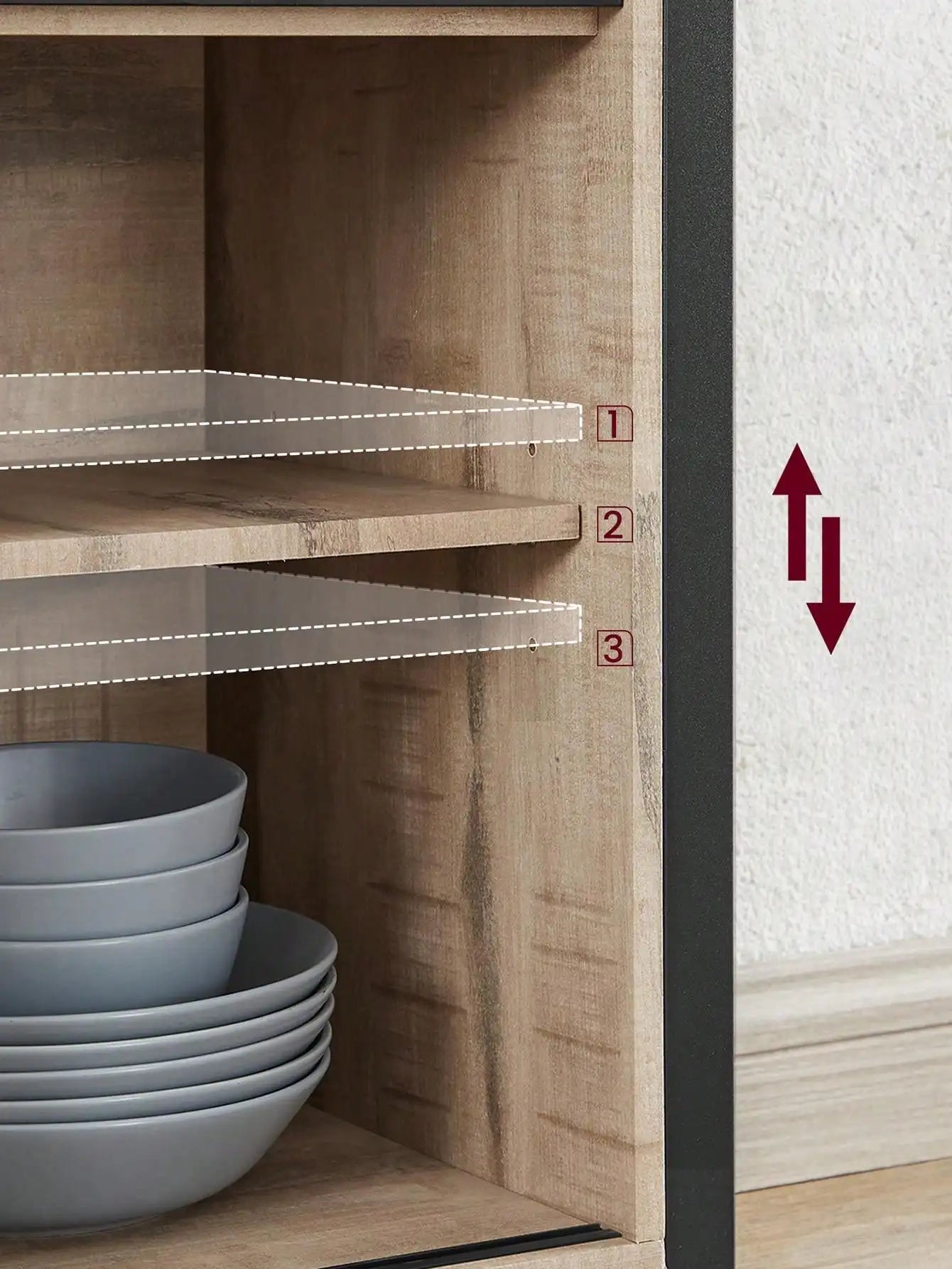 Rustic Sideboard Storage Cabinet with Sliding Barn Doors & Adjustable Shelves