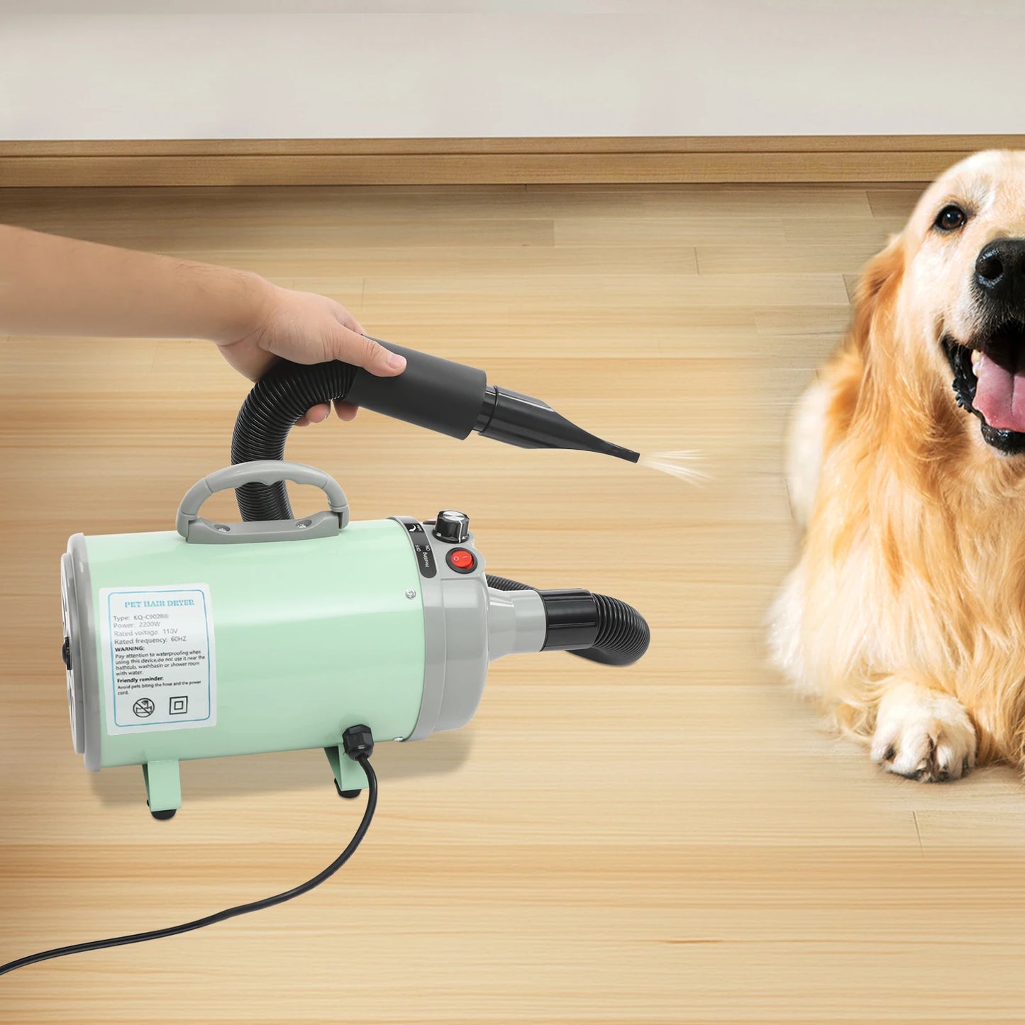 Pet Grooming Dryer with Adjustable Heat and Low Noise