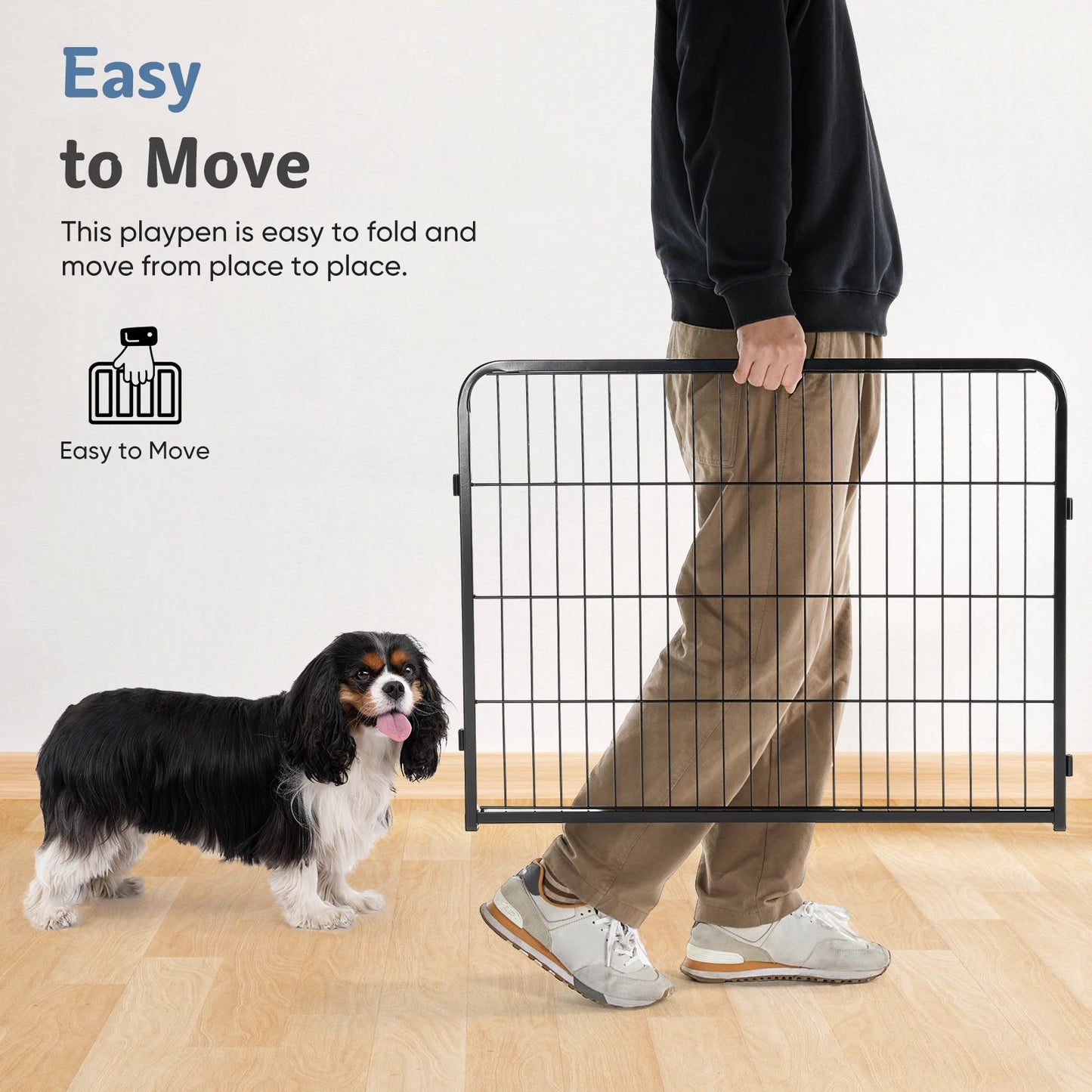 **JHK 16 Panel Metal Dog Playpen with Door Indoor Outdoor Pet Fence Exercise Pen for Yard and Camping**