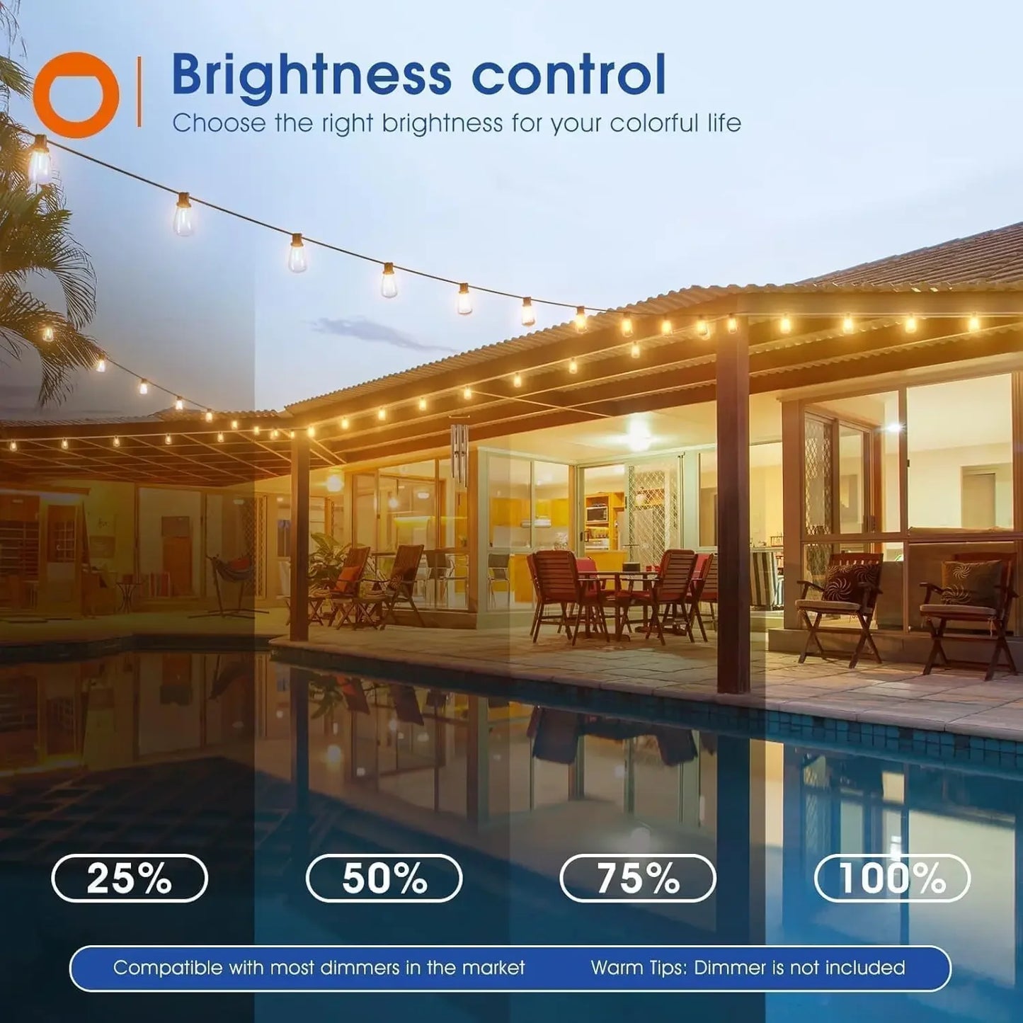 LED Outdoor String Lights Waterproof with Shatterproof Bulbs
