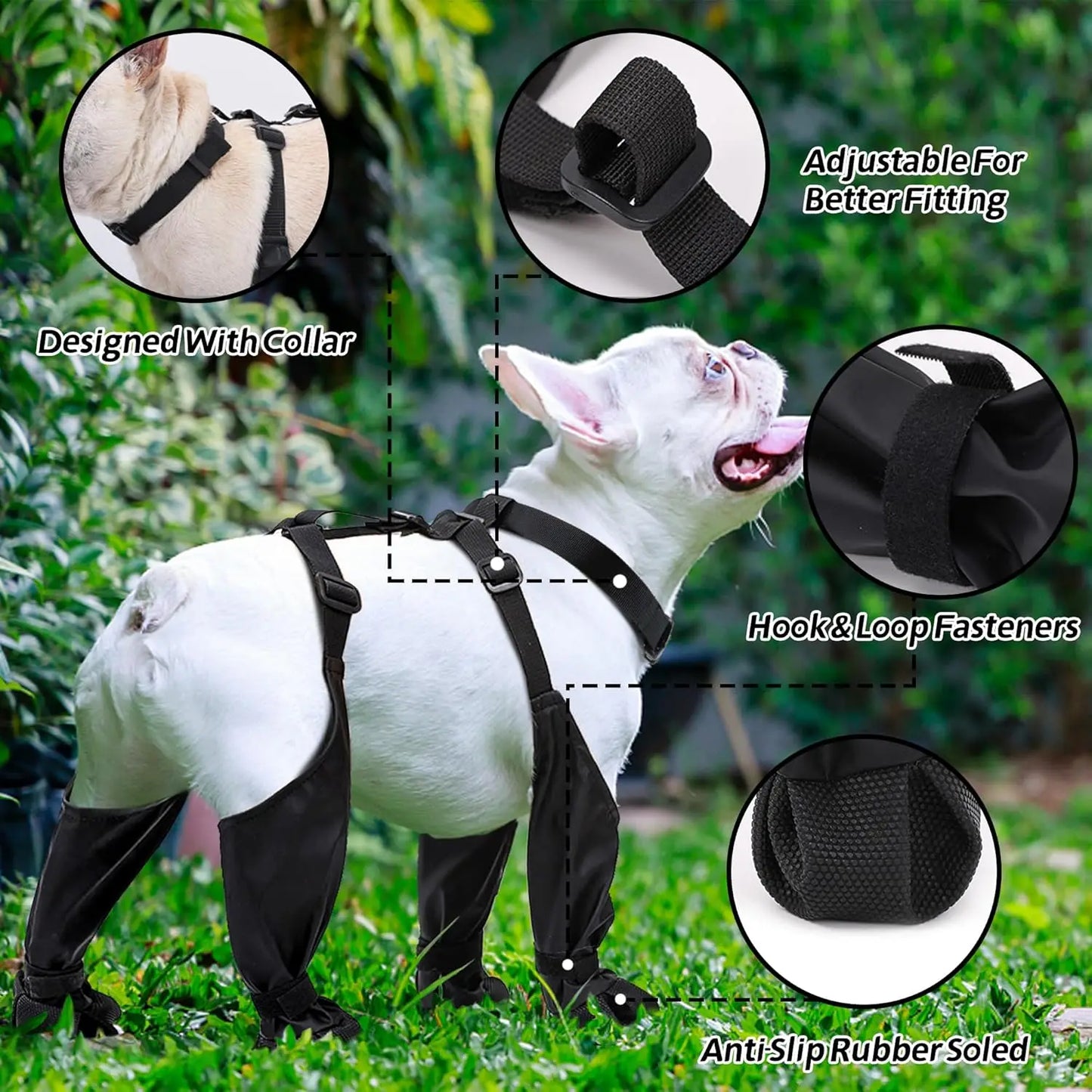 Waterproof Dog Boots with Suspenders for Outdoor Use
