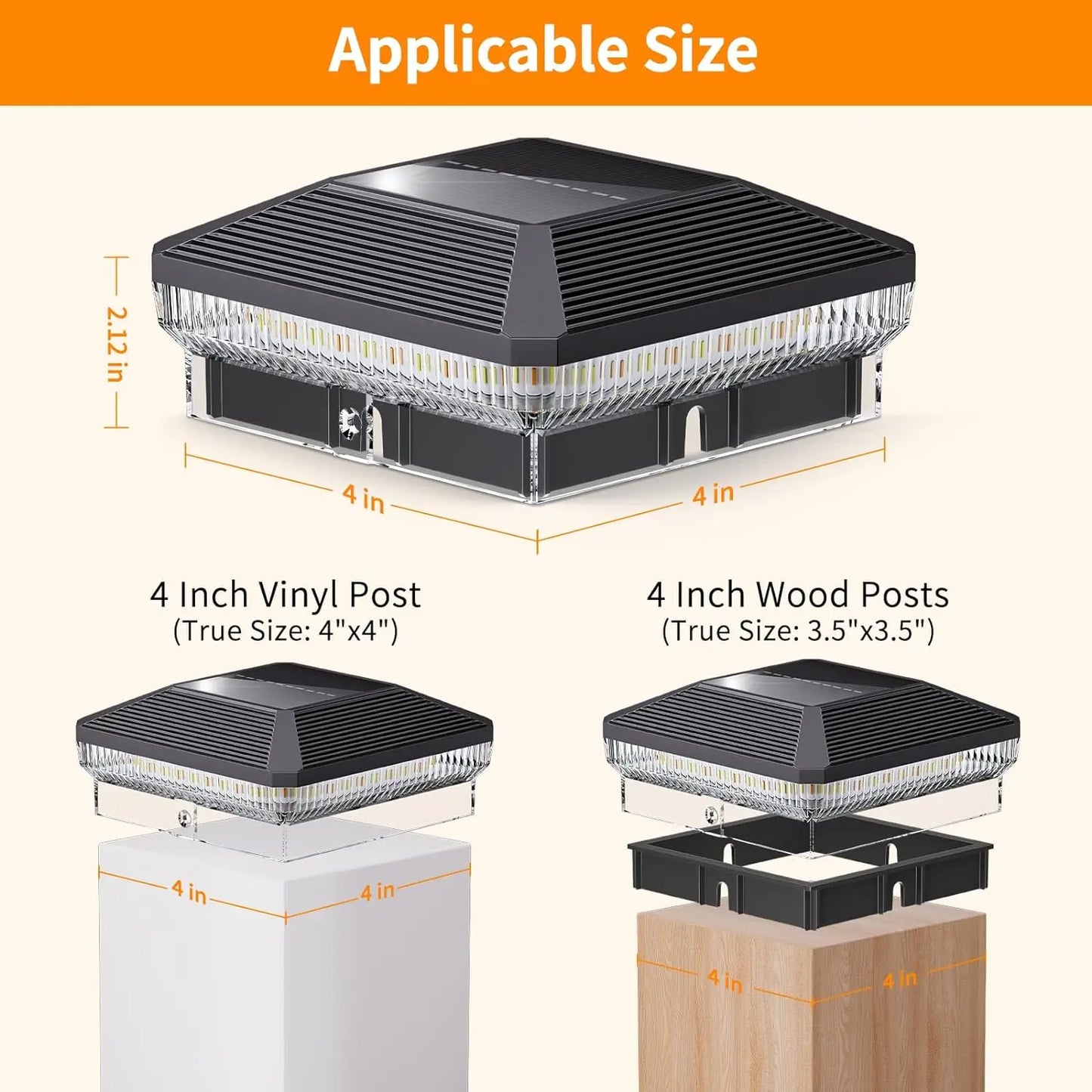 Solar Fence Post Lights 6 Piece Set with 3 Modes
