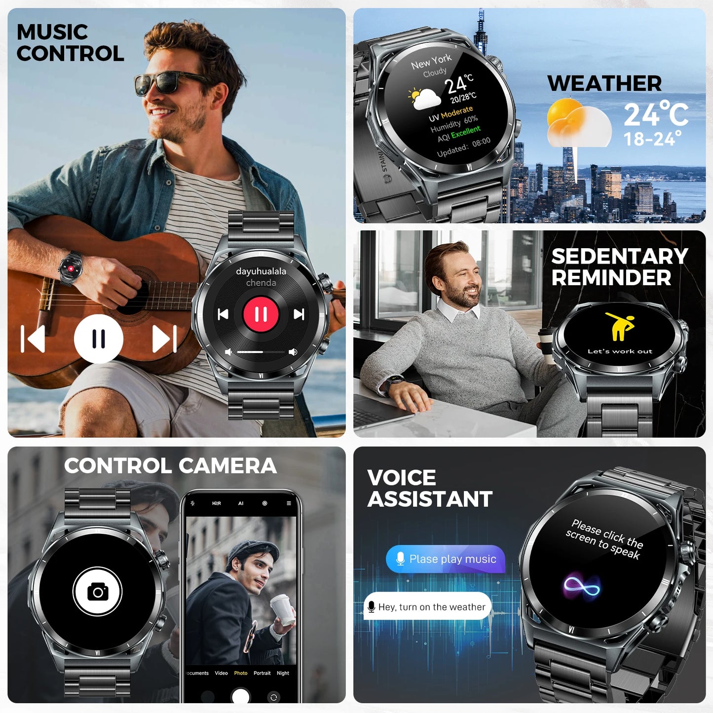 Smart Watch 1.43 Inch AMOLED Display Bluetooth Call Health Tracker IP68 Waterproof