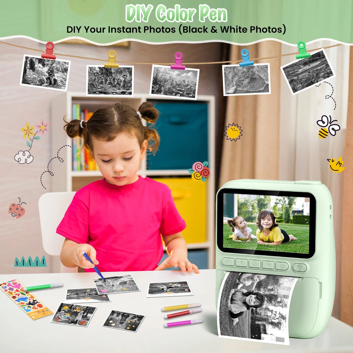 Kids Instant Print Digital Camera 1080P