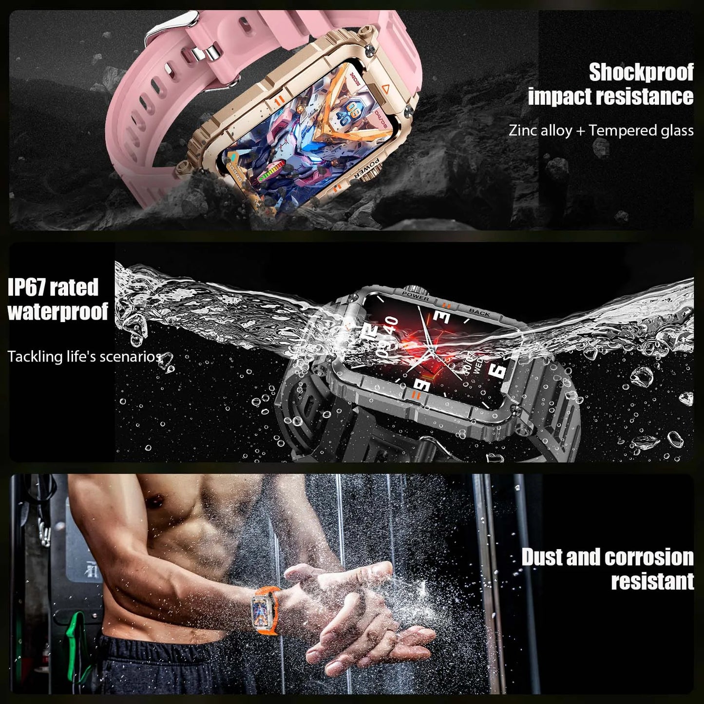 Military Smart Watch Bluetooth Call Health Fitness Tracker