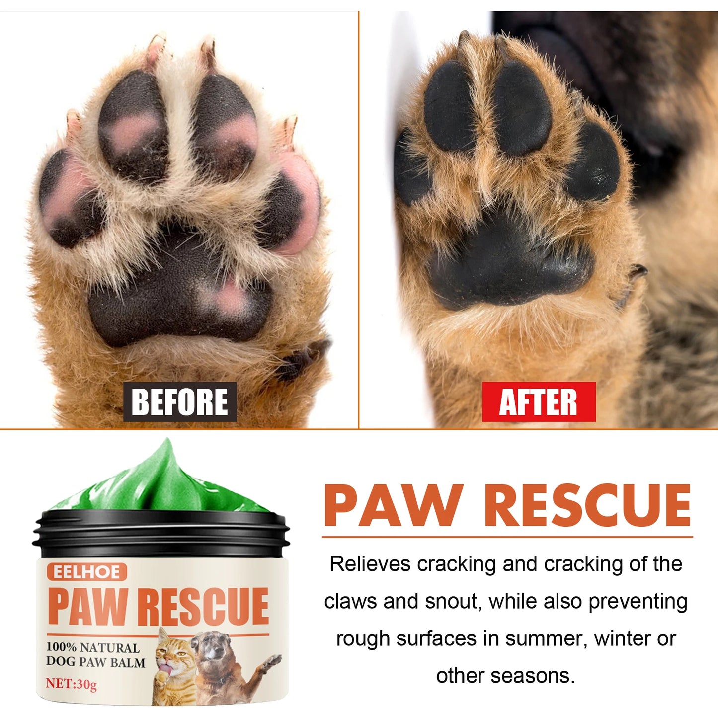 **Pet Paw Balm 30g for Dogs and Cats Moisturizing and Protective Cream for Dry or Cracked Paws**