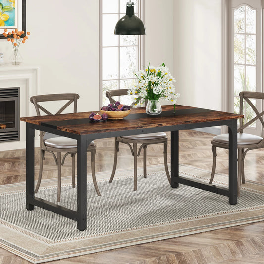 Modern 63-Inch Dining Table for 6-8 People – Sturdy Rectangular Kitchen Table