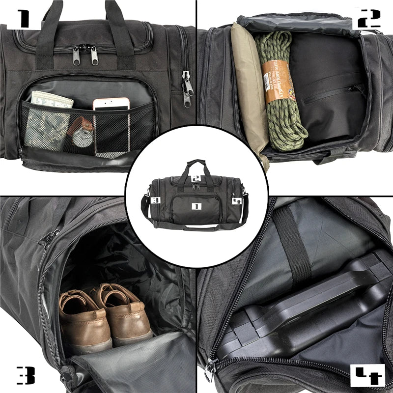 Military Travel Duffle Bag with Shoe Compartment