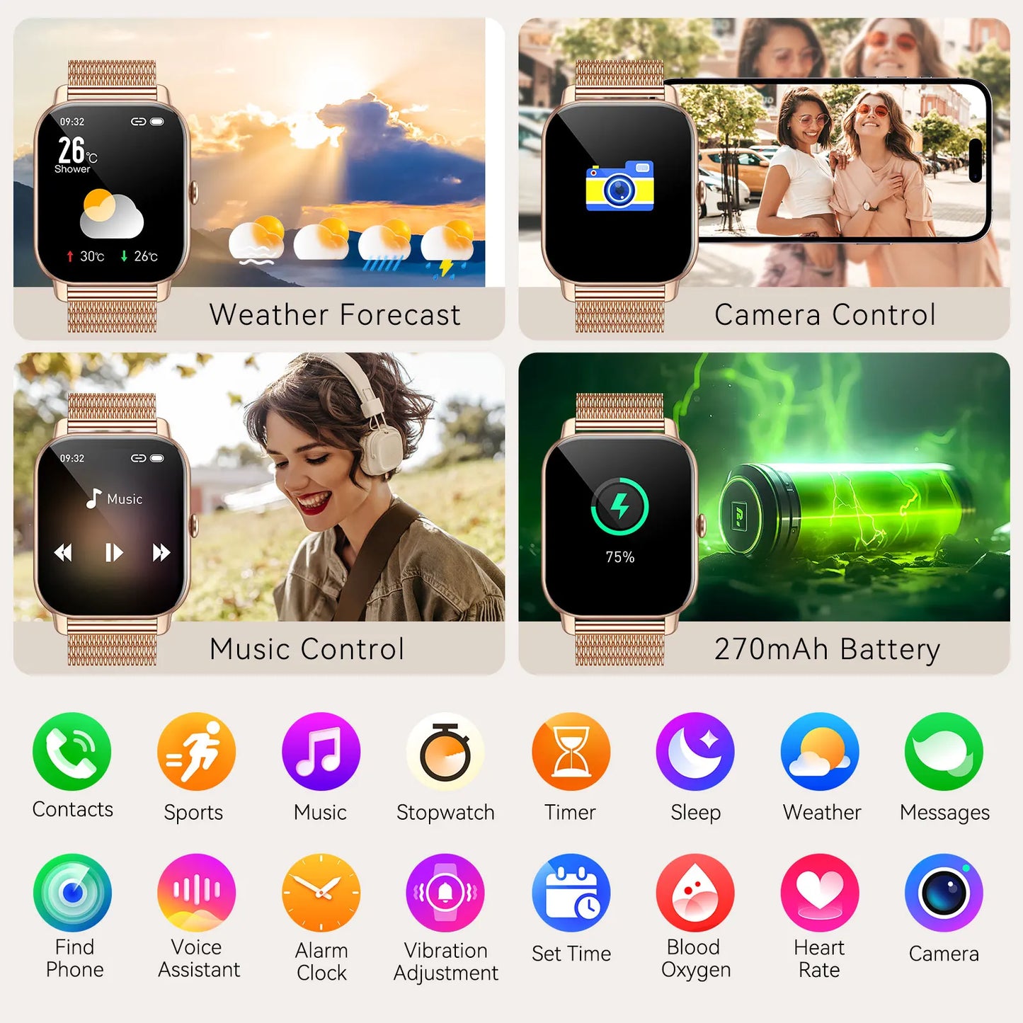 LaNikar P66D Smartwatch 185 Inch Bluetooth Fitness Tracker for Women